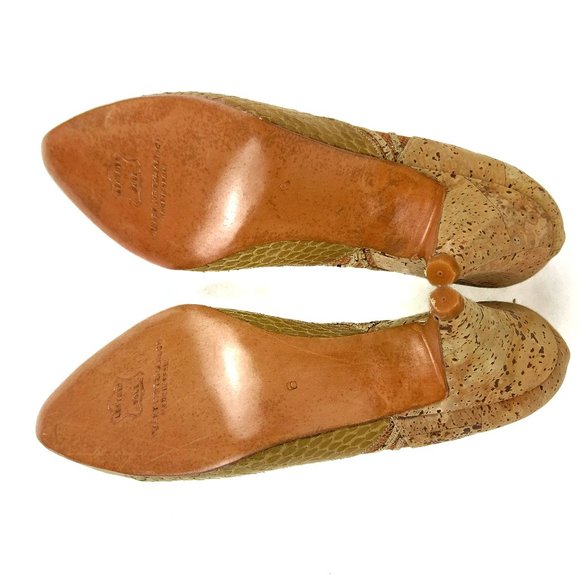 New VTG Stuart Weitzman Cork Snake Heels 6 M - Picture 8 of 10